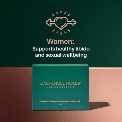 Calmerceuticals product box highlighting benefit to women of supporting health libido and sexual wellbeing